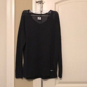 Nike Dri-Fit Black Mesh Long Sleeve Active Top